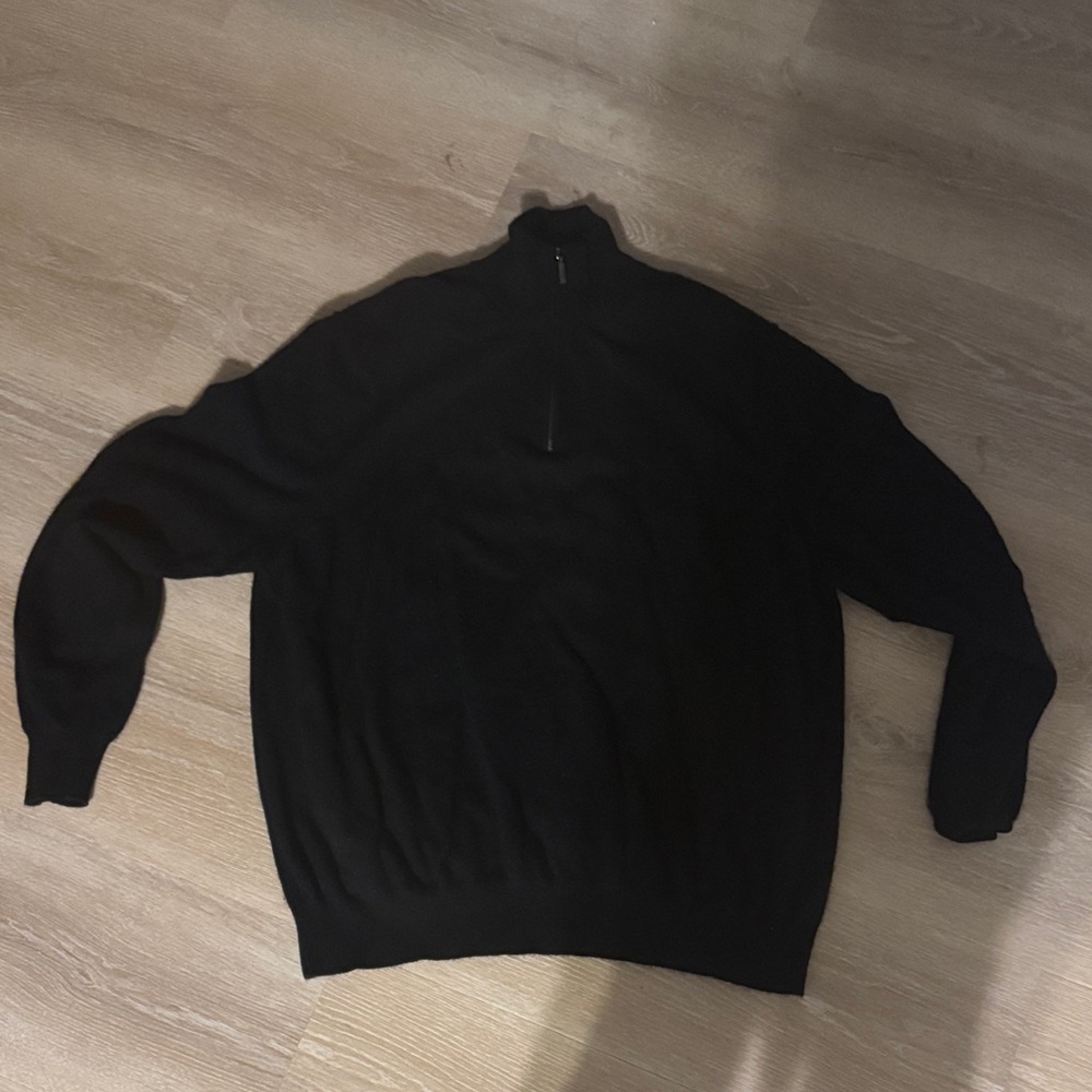 Men's Cashmere Black 1/4 Zip Sweater